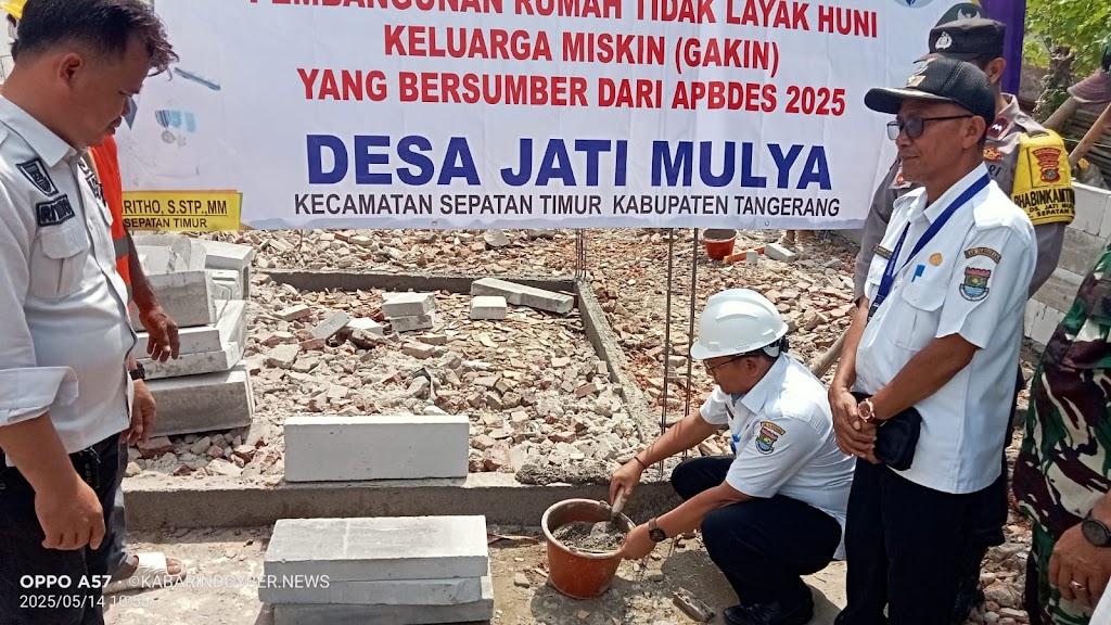 Camat Sepatan Timur Hadiri Peletakan Batu Pertama Pembangunan RTLH Desa Jatimulya